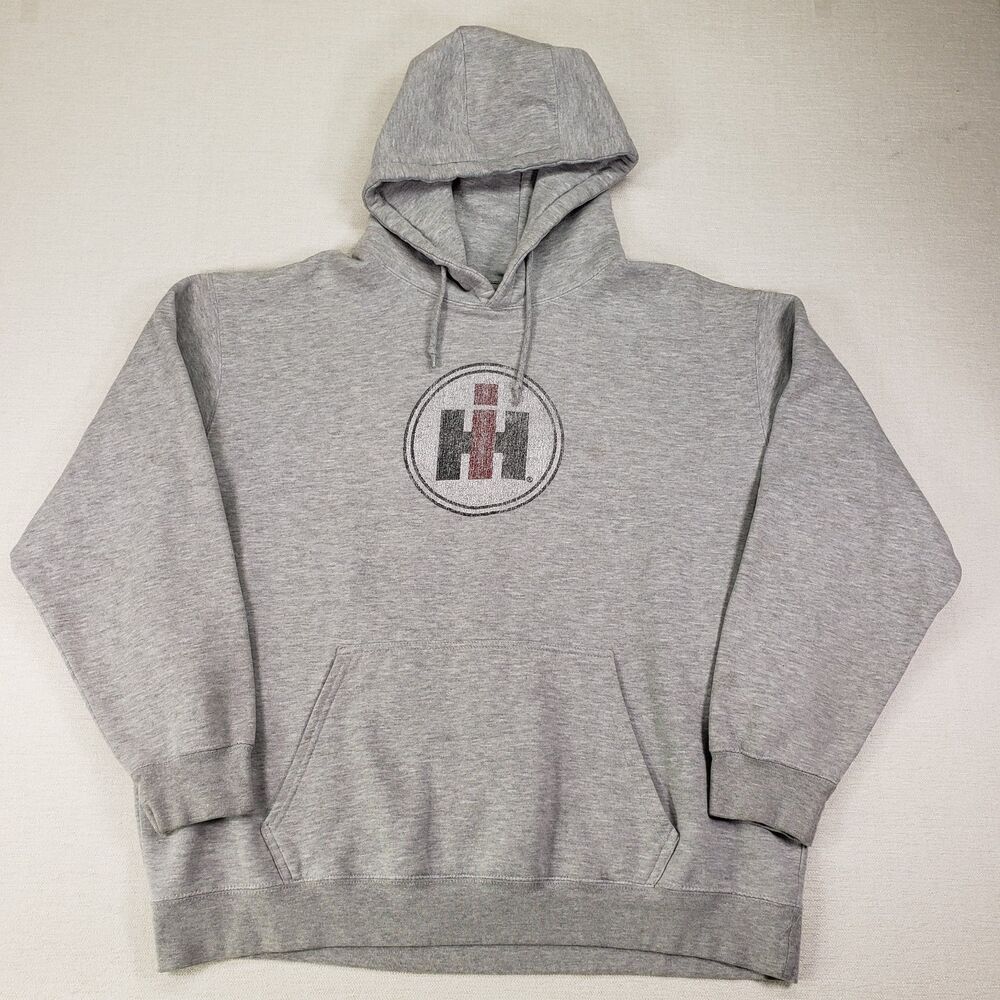 International Harvester Hoodie Sweatshirt Mens XL Gray Case IH Tractor Graphic